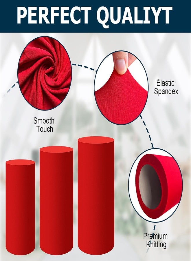 SaitiMade Red Cylinder Pedestal Stand Cover 1 Pcs, Mix and Match Colors as You Like, Spandex Cylinder Stand Cover for Party, Wedding or Birthday Event Decor (Red, XXL) - Image 3